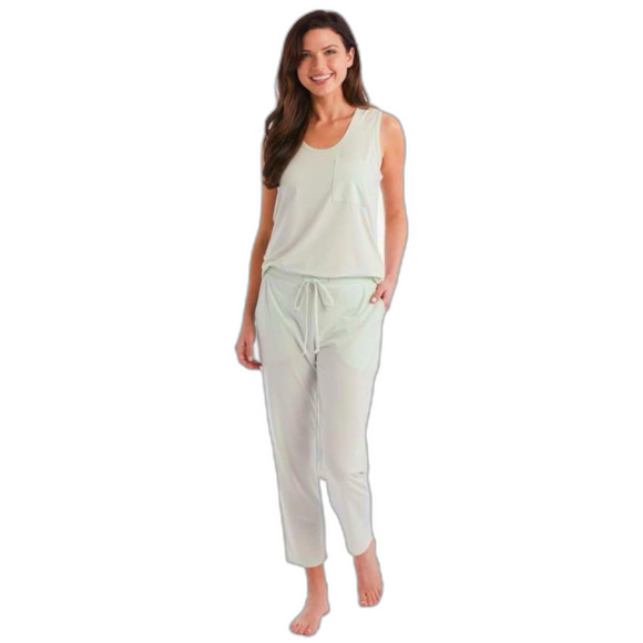 Softies Boyfriend Pocket Muscle Tank with Flood Pant PJ Set in Sage L NWT - Picture 2 of 14